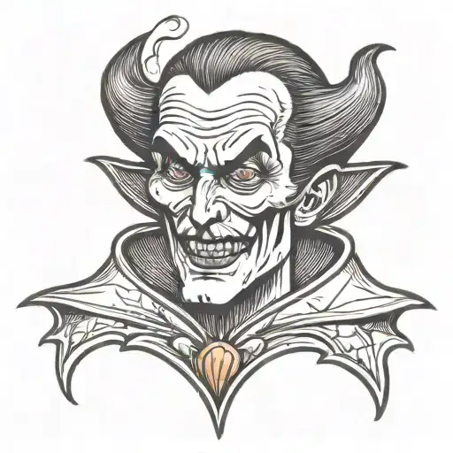 dracula with jack-o-lantern on his head tattoo design idea
