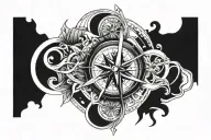 time compass rose tattoo design idea
