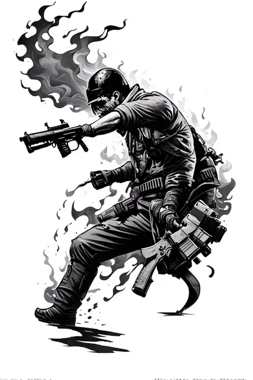 Linkin park hybrid theory soldier covers in flames tattoo design idea