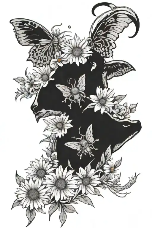 Daisies with Taurus and Virgo zodiac sign tattoo design idea