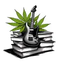 books bass guitar coffee marijuana tattoo design idea