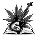 books bass guitar coffee marijuana tattoo design idea