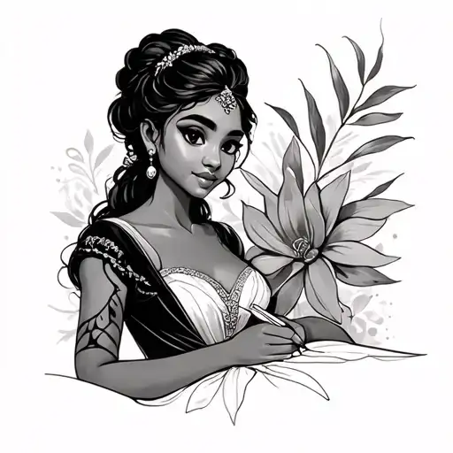 Tiana writing tattoo design idea