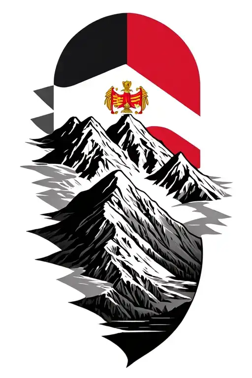 Albanian flag mixed with mountains tattoo design idea