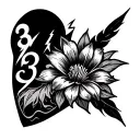 patchwork sleeve with lightning striking down the arm and Philippine national flower with numeral numbers  tattoo design idea