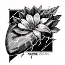 patchwork sleeve with lightning striking down the arm and Philippine national flower with numeral numbers  tattoo design idea