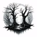 Haunted Forest tattoo design idea