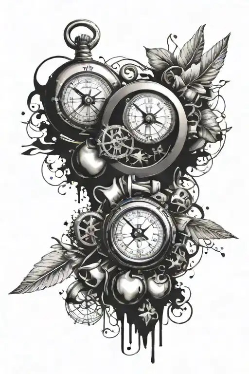 Kompass and medical symbols tattoo design idea