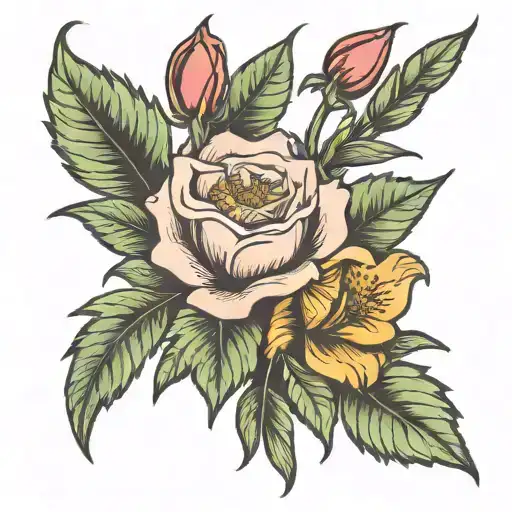 August June October Birth Flower tattoo design idea