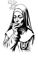 nuns smoking a joint tattoo design idea