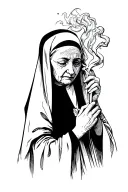nuns smoking a joint tattoo design idea