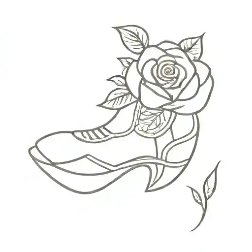 cowboy boots with single stem rose tattoo design idea