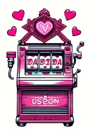 pink slot machine with hearts simple tattoo design idea
