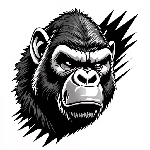 angry king kong face tattoo design idea