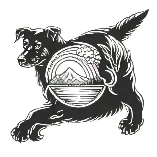 dog rainbow bridge tattoo design idea