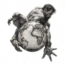 leão raio atlas holding the world tattoo design idea