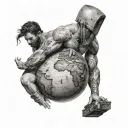 leão raio atlas holding the world tattoo design idea