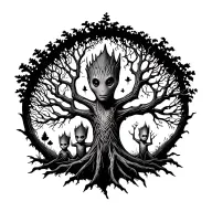 groot family tree tattoo design idea