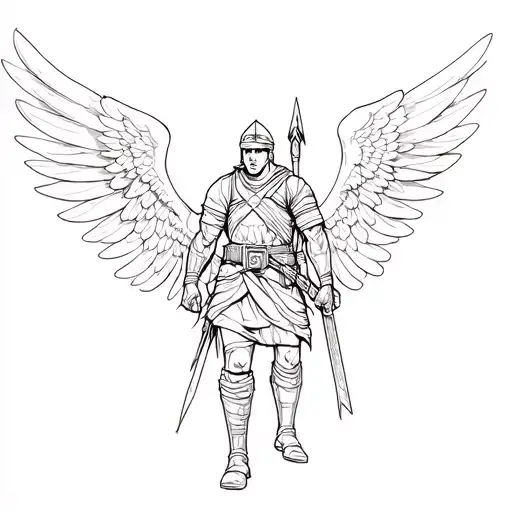 Soldier with wings, Spartan tattoo design idea