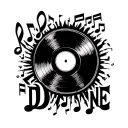 "Dwayne" musical notes Vinyl records tattoo design idea