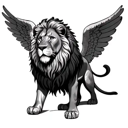 Lion With Angel Wings tattoo design idea