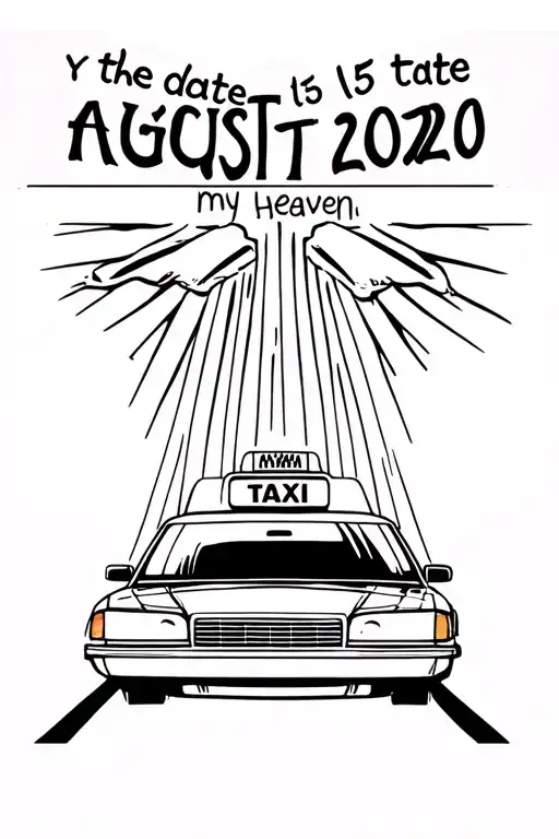 A taxi on the way to heaven with Le date August 15, 2020 for the death of my taxi driver tattoo design idea