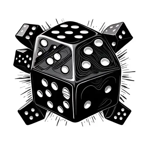 2 Dice classic look with 5 on each member represented tattoo design idea