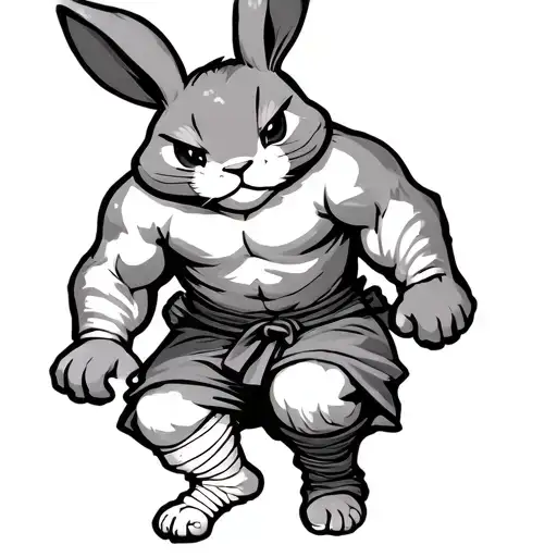 kung fu bunny missing a foot with a bandaged leg tattoo design idea