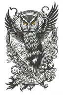 Owl flying tattoo design idea