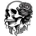 Skull side profile traditional lady head, 'til death tattoo design idea