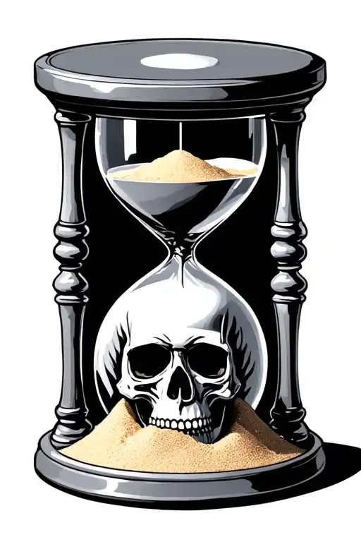 dark hourglass with sand and a skull for the base tattoo design idea