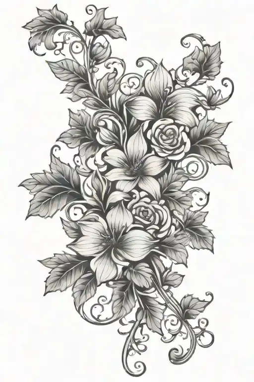 vines, floral design tattoo design idea
