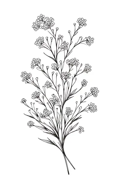 very tiny baby's breath flower pattern with NO leaves tattoo design idea