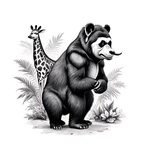 gorilla panda giraffe wolf penguin elephant tattoo design idea