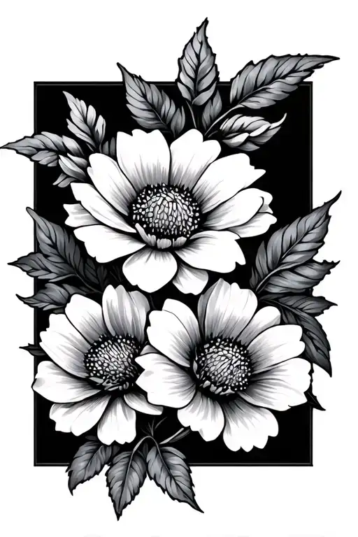 year 2003 with flowers tattoo design idea