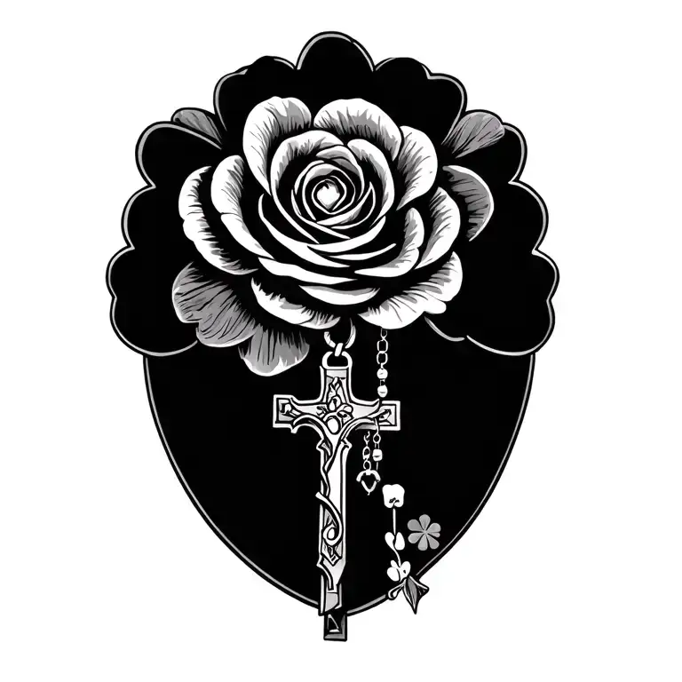 rosary and shamrock tattoo design idea