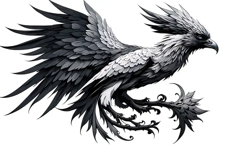 lower back phoenix symmetric tattoo design idea