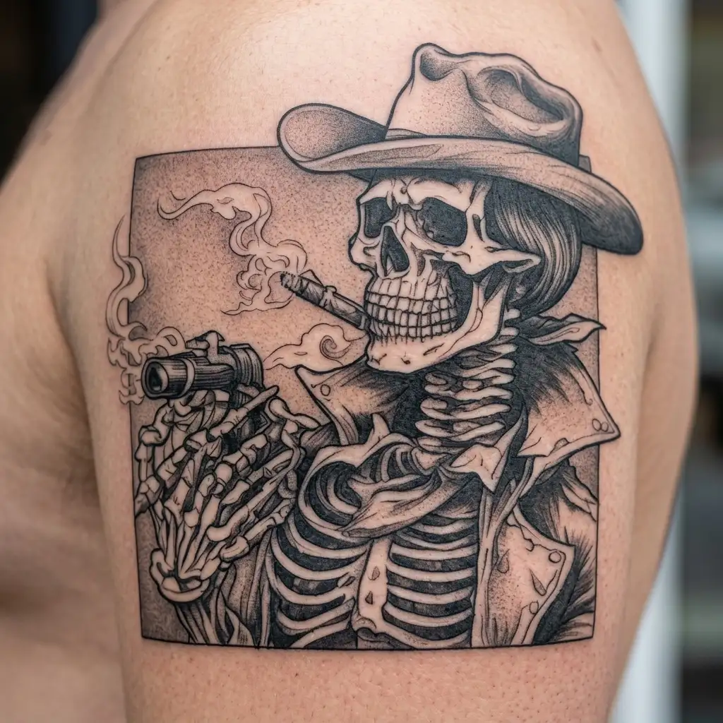 154+ Cowboy Skeleton Smoking Tattoo Ideas in 2026