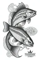 rainbow trout combined tattoo design idea