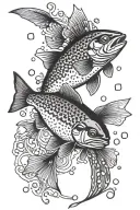 rainbow trout combined tattoo design idea