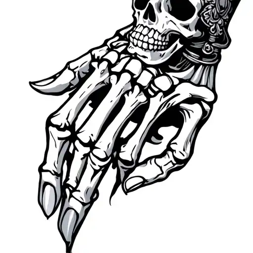 western skeleton hand holding tattoo design idea