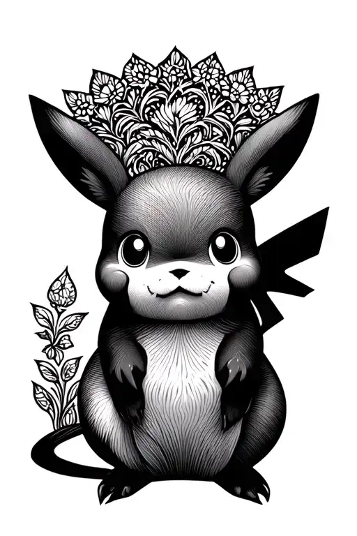 A ukrainian pattern with pikachu hidden in the design tattoo design idea