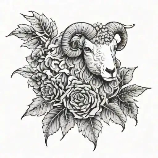 leaves the 99 sheep tattoo design idea