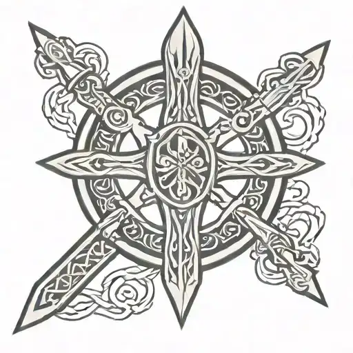 Celtic Shield knot with sword tattoo design idea