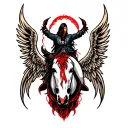 demonic wings on a horse back tattoo design idea