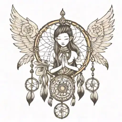 Buddhist and dream catcher combined Chess piece tattoo design idea