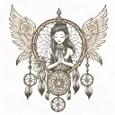 Buddhist and dream catcher combined Chess piece tattoo design idea
