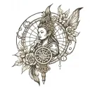 Buddhist and dream catcher combined Chess piece tattoo design idea
