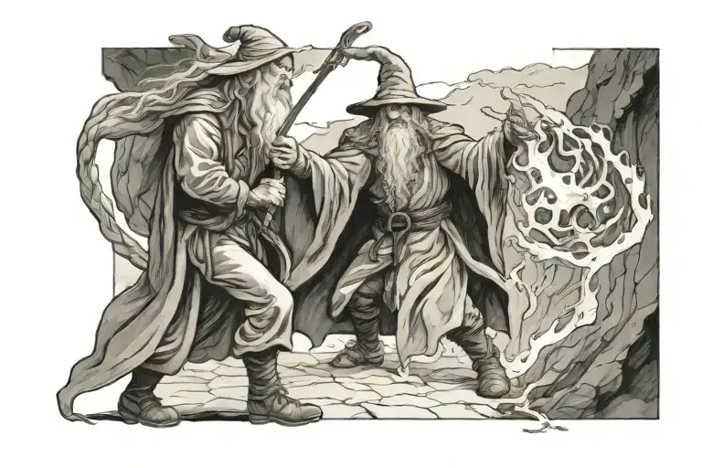 Gandalf fighting balrog tattoo design idea