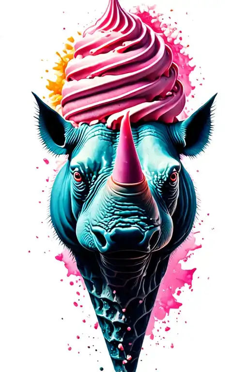 rhino ice cone ice cream tattoo design idea